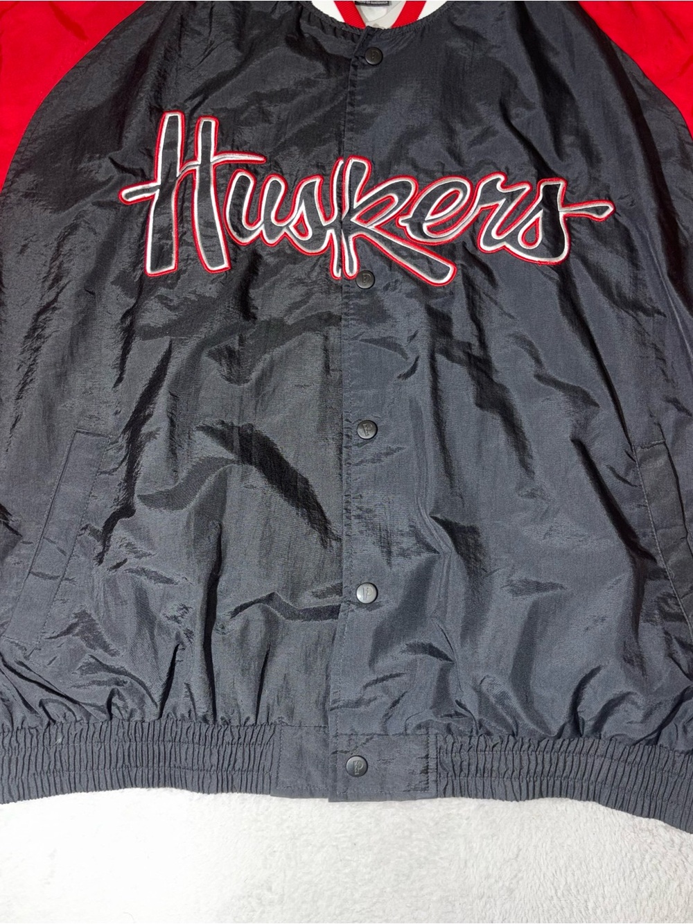 VTG Nebraska Huskers Pro Player Script Jacket Snap Button Windbreaker Men's XXL